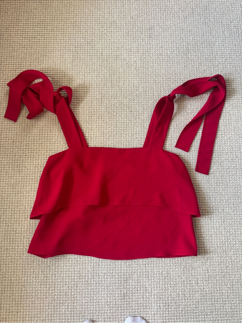 Amanda Uprichard Red Tie-Shoulder Layered Camisole